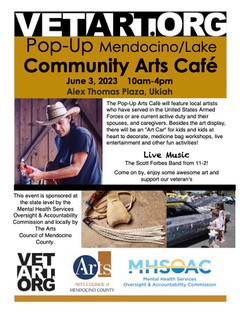 A poster for the community arts cafe.